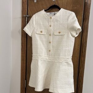 Zara Cream Textured  Dress